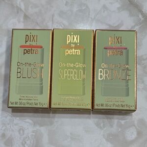 Pixi On-the-Glow Blush(juicy), Superglow(gilded gold) and Bronze(warm glow) Set